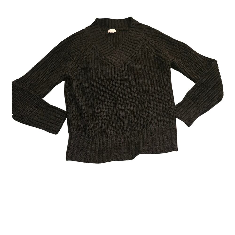 ANA A New Approach Womens Medium Black Chunky Knit Mock Neck Pullover Sweater